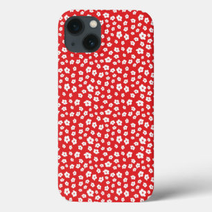 Festive Holiay Red White Hibiscus Flower iPhone 13 Hoesje