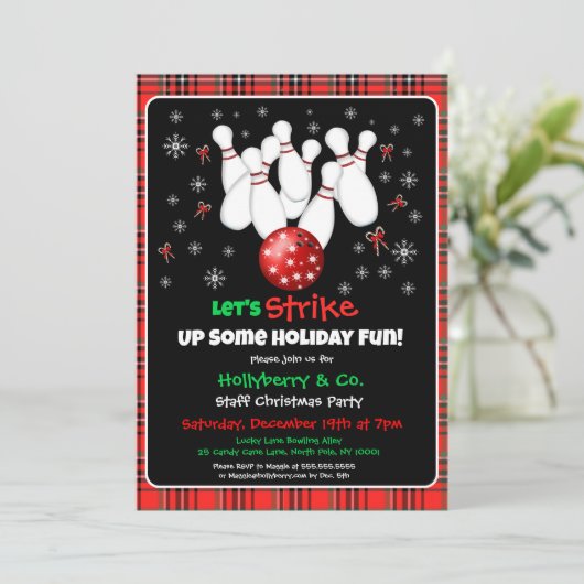 Festive Holiday Bowling Invitation (Debout devant)