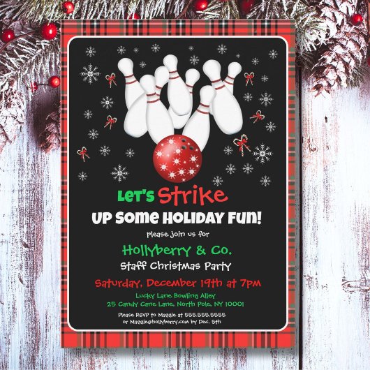 Festive Holiday Bowling Invitation