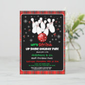 Festive Holiday Bowling Invitation Kaart (Staand voorkant)