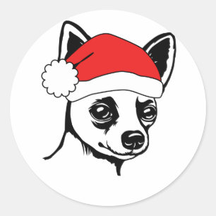 Festive Holiday Chihuahua Santa Hat Ronde Sticker