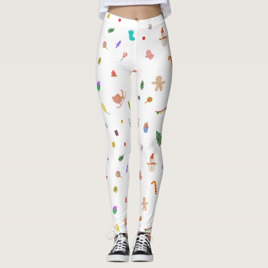 Festive Holiday Christmas Leggings Pants for Women (Devant)