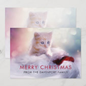 Festive Holiday Cute Kerstmis Kitten Bedankkaart (Voorkant / Achterkant)