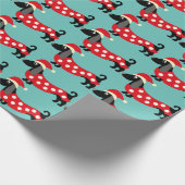 Festive Holiday Dachshunds Cadeaupapier (Hoek)