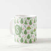 Festive Holiday Fir Trees Monogram Mok (Voorkant links)