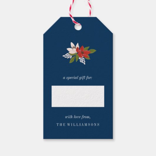 Festive Holiday Floral Cadeaulabel (Voorkant)