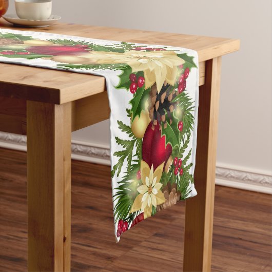 Festive Holiday Garland Table Runner Korte Tafelloper (Voorbeeld)