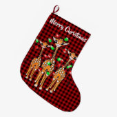 Festive Holiday Giraffe | Vrolijk kerstfeest Grote Kerstsok (Voorkant (Hangend))
