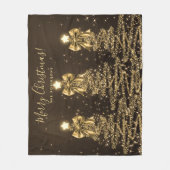 Festive Holiday Gold Christmas Trees w/ Bows Fleece Deken (Voorkant)