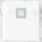Festive Holiday Greenery Persoonlijke Kerstmis Vierkante Sticker (Tas)