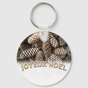 Festive Holiday Joyeux Noel Pine Cone Sleutelhanger