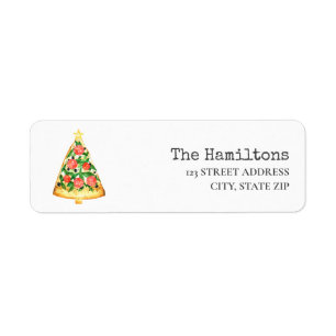 Festive Holiday Kerstboom Pizza Etiket