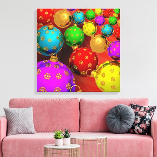 Festive Holiday kerstboomversiering Ontwerp Canvas Afdruk (Insitu (Woonkamer))