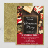 Festive Holiday Kerstfeest Red & Gold Glitter Kaart (Voorkant / Achterkant)