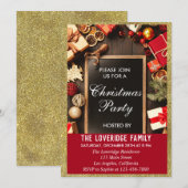 Festive Holiday Kerstfeest Red & Gold Glitter Kaart (Voorkant / Achterkant)