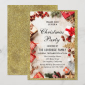 Festive Holiday Kerstfeest White Gold Glitter Kaart (Voorkant / Achterkant)