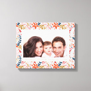 Festive Holiday Kerstmis — Floral Canvas afdrukken