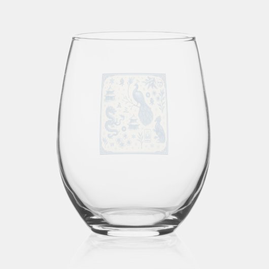 Festive Holiday Mahjong Toile Wine Glass Wijnglas Zonder Voet (Achterkant)