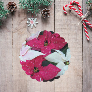 Festive Holiday Poinsettias Floral Kartonnen Onderzetters
