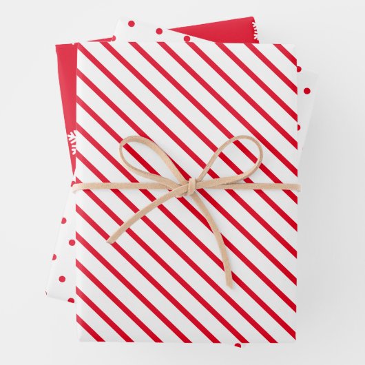 Festive Holiday Red en White Pattern Inpakpapier Vel (In situ)
