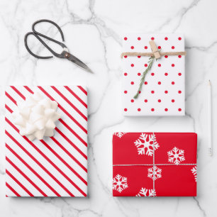 Festive Holiday Red en White Pattern Inpakpapier Vel