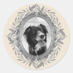 Festive Holiday Silver laat de grote foto achter Ronde Sticker