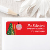 Festive Holiday Ski Skiing Return Address Label (Insitu)