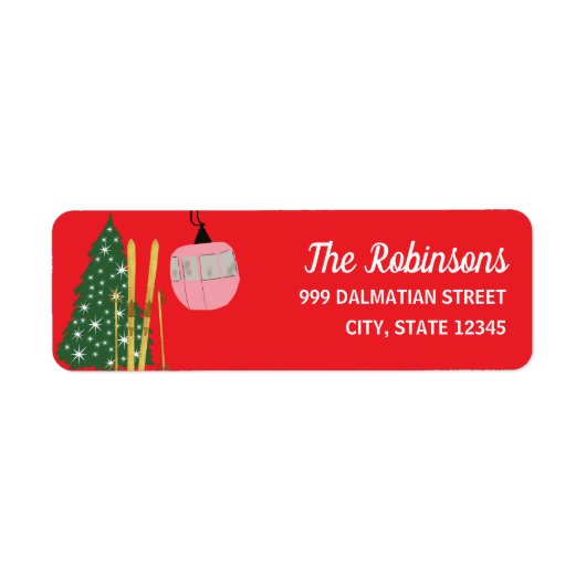 Festive Holiday Ski Skiing Return Address Label (Voorkant)