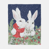Festive Holiday Whimsical Bunny Rabbit Fleece Deken (Voorkant)