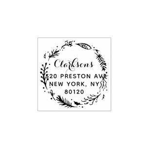 Festive Holiday WreatCustom Return-adres Rubberstempel