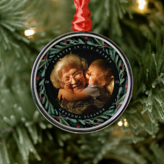Festive Holiday Wreatfoto Memorial Metalen Ornament
