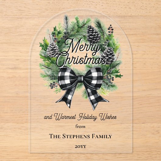 Festive Holiday Wreath Merry Christmas Non-Photo Acryl Uitnodigingen (Voorkant)