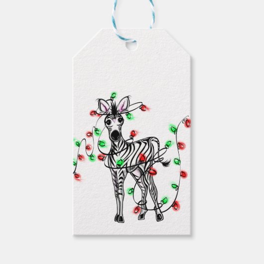 Festive Holiday Zebra, dubbellichten Cadeaulabel (Voorkant)