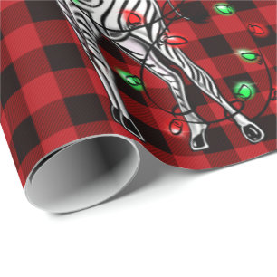 Festive Holiday Zebra, dubbellichten, rood slib Cadeaupapier