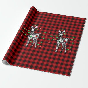 Festive Holiday Zebra, dubbellichten, rood slib Cadeaupapier