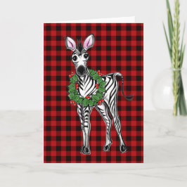 Festive Holiday Zebra Holly | rode buffel Kaart