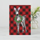 Festive Holiday Zebra Holly | rode buffel Kaart (Staand voorkant)