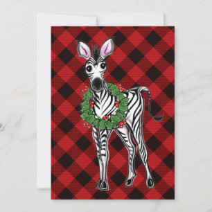 Festive Holiday Zebra Holly   rode buffel Kaart