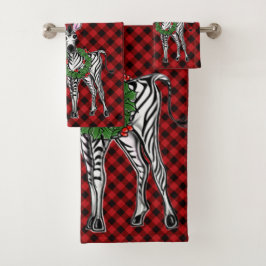 Festive Holiday Zebra illustratie, Holly met adem Bad Handdoek