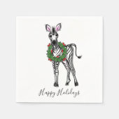 Festive Holiday Zebra met Holly Wreate Servet (Voorkant)