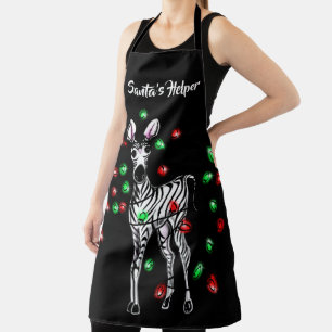 Festive Holiday Zebra, rode groene kronkellichten Schort