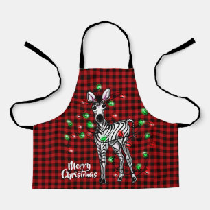 Festive Holiday Zebra, twijnend lichtbuffelvlecht Schort