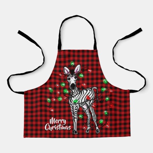 Festive Holiday Zebra, twijnend lichtbuffelvlecht Schort (Voorkant)