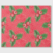 Festive Holly Berries Cadeaupapier (Vlak)