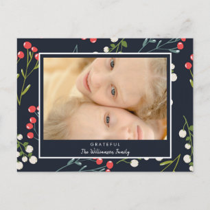 Festive Holly Berries Photo Carte de Noël 