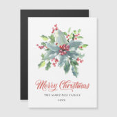 Festive Holly Berry Carte magnétique de Noël (Devant / Derrière)