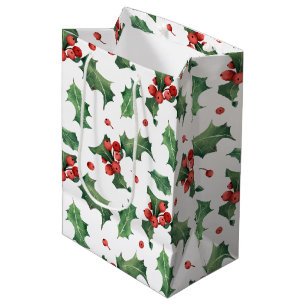 Festive Holly Berry kerst Medium Cadeauzakje