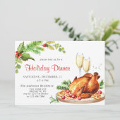 Festive Holly Berry Kerstfeestdag Kaart (Staand voorkant)