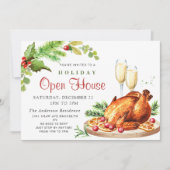 Festive Holly Berry Kerstfeestdag Open House Kaart (Voorkant)