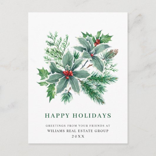Festive Holly Berry kerstgroet Holiday Briefkaart (Voorkant)